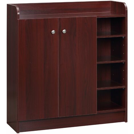 Armadio Scarpiera 12 Paia 4 Ripiani 83x30x90 cm in Legno Caffè (1/5)