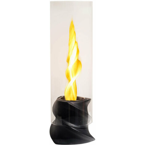 Camino a Bioetanolo da Tavolo Ø14,5x46,5 cm in Acciaio Ceramica e Vetro Nero