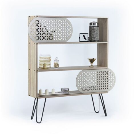 Libreria 3 ripiani Ilia rovere nero 94x25x117 cm (1/5)