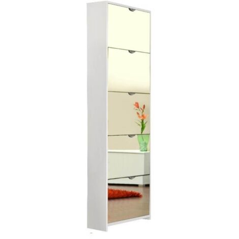 VidaXL Scarpiera Con Specchio A 5 Livelli Grigio Cemento 63x17x169,5cm - 8