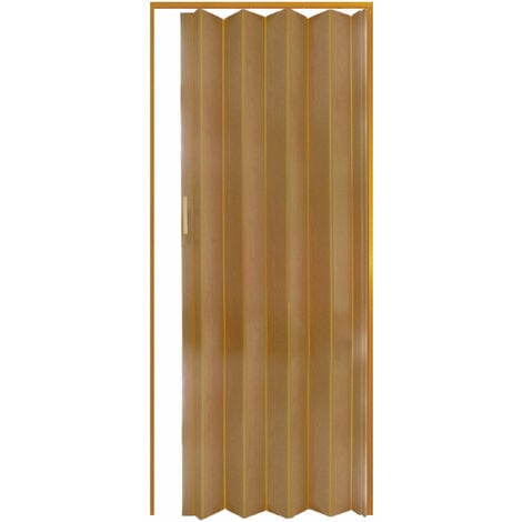 Porta a Soffietto da Interno 214x82 cm in PVC Chiusura Magnetica Noce