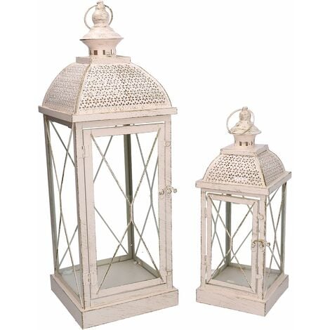Set 2 Lanterne in Metallo crema oro quadro