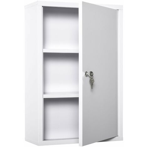 Armadietto Medicinali da Parete 40x18x60 cm 2 Chiavi in Acciaio Bianco