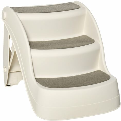 Scaletta per Cani e Gatti Pieghevole 3 Gradini Antiscivolo 49x38x38 cm  in Polipropilene Beige