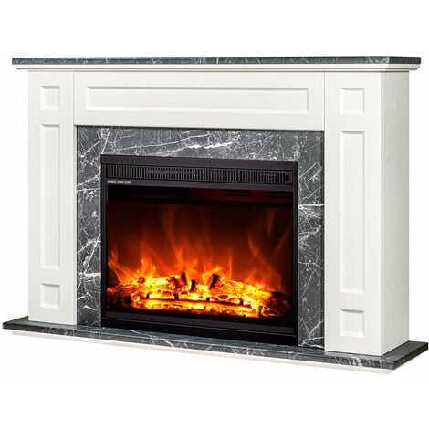 Caminetto elettrico da parete L110 x P14 x H49 cm Bianco - LALITA