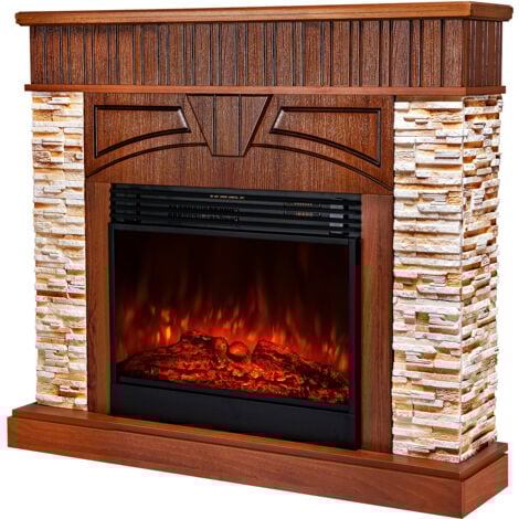 Camino Elettrico da Pavimento 113x127x31 cm Effetto Fiamma 1950W Zeus