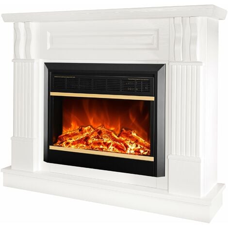 Camino Elettrico da Pavimento 96x113x30 cm Effetto Fiamma 1500W Verona Mini  & Mars Bianco