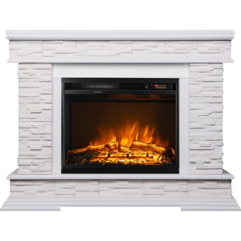 Homcom Camino Elettrico da Terra con Effetto Fiamma 1800W, Nero,  41x41x64.5cm