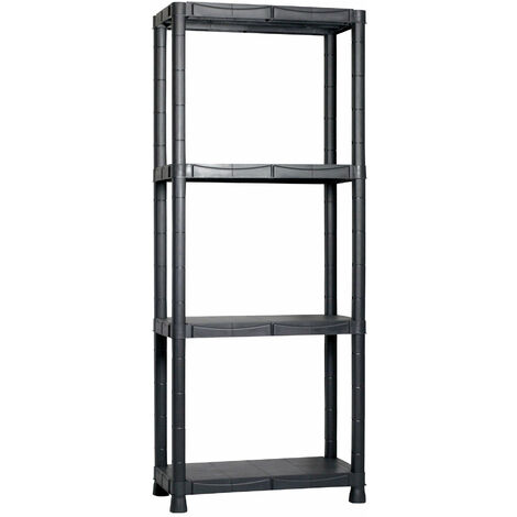 Scaffale in Resina Antiurto 4 Ripiani 60x30x143 cm Bauer Nero