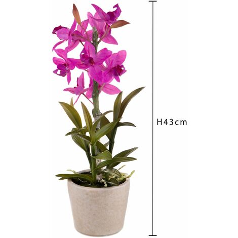 Pianta di orchidea artificiale con vaso 30 cm rosa