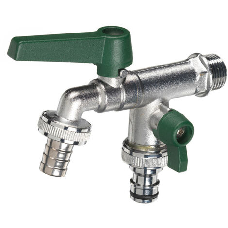 Rubinetto a Sfera Doppio per Fontana da Giardino con Leve Colorate Belfer RUB/027 Verde (1/3)
