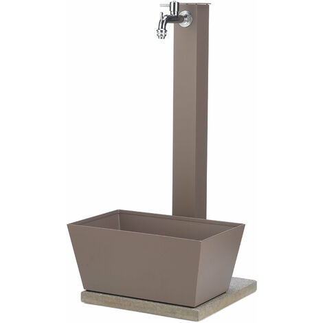 Fontana da Giardino con Rubinetto Vaschetta e Base Belfer 42/QVR Tortora