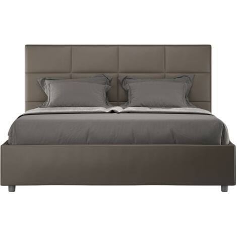 Letto Matrimoniale 160x200 cm con Rete e Contenitore Mika Cappuccino (1/5)