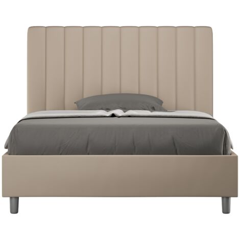Letto Matrimoniale Francese 140x190 cm con Rete e Contenitore Agueda Tortora (1/5)