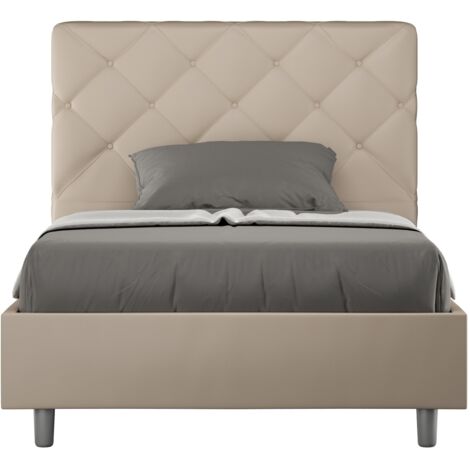 Letto Matrimoniale Francese 140x200 cm con Rete e Contenitore Priya Tortora (1/5)