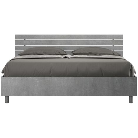 Letto Matrimoniale 160x190 cm con Rete Testata Doghe Dritta Ankel Cemento