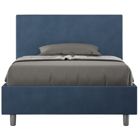 Letto 1 Piazza e Mezzo 120x200 cm con Rete e Contenitore Adele Blu (1/5)