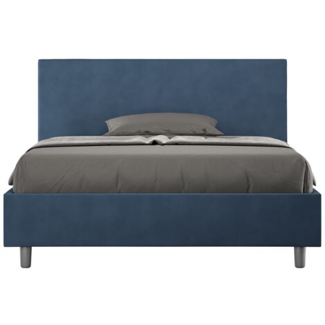 Letto Matrimoniale Francese 140x190 cm con Rete e Contenitore Adele Blu (1/5)