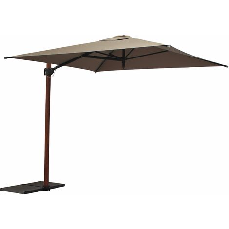 Ombrellone da Giardino Decentrato 2,5x2,5m Palo in Alluminio Effetto Legno Tessuto Poliestere Trend Wood Taupe