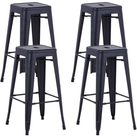 Set 4 Sgabelli Da Bar In Metallo Grezzo - Altezza 66 Cm, Stile Industriale, Per Isola Cucina - Foto 9