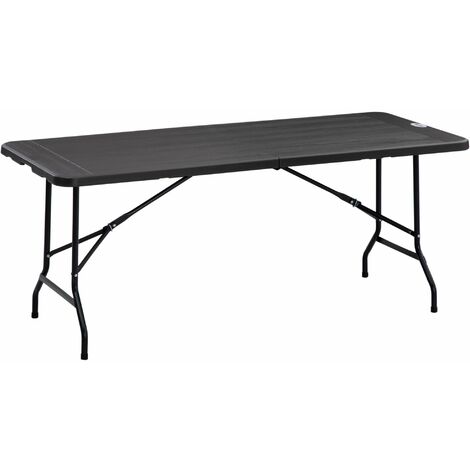 Tavolo Catering Pieghevole 180x75,5x73 cm in Acciaio e HDPE Grigio Scuro (1/5)