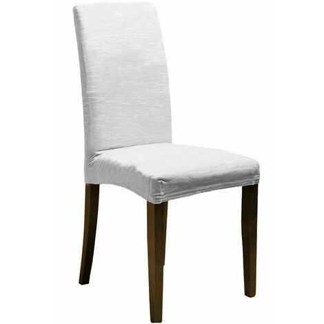 Set 2 Coprisedie con Schienale Elasticizzati in Poliestere Bianco