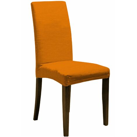 Set 2 Coprisedie con Schienale Elasticizzati in Poliestere Arancio (1/2)