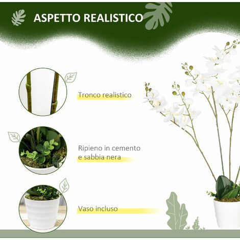 ORCHIDEA-CON VASO BIANCO-ARTIFICIALE-REAL TOUCH-H65cm – store