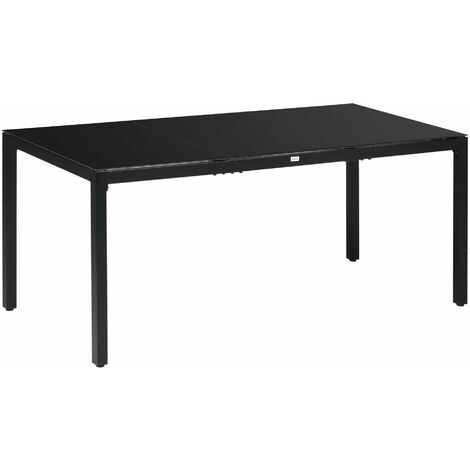 Tavolo da Giardino 180x80x72 cm in Alluminio e Vetro Temperato Nero (1/5)