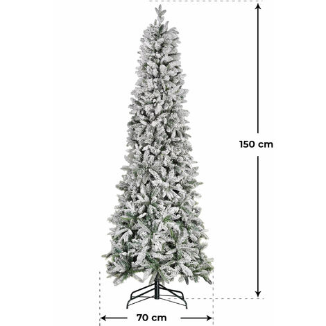 Albero di Natale Artificiale Innevato 150 cm 30 Rami Pino del Gargano Verde