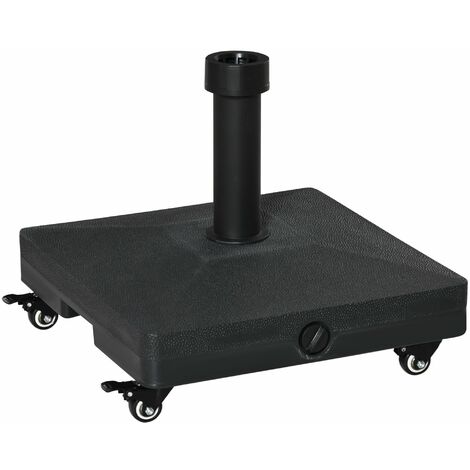Base per Ombrellone da Giardino 45x45x39 cm Palo 38-48 mm con Ruote in HDPE Nero