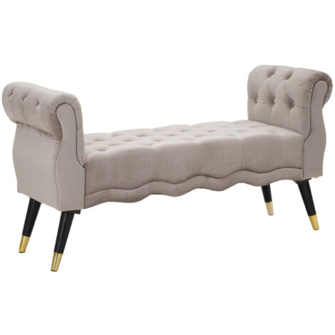 Panchetta Paris 120x40x60 cm in Legno Spugna Metallo e Poliestere Grigio Nero e Oro