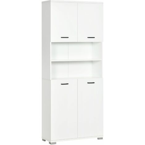 Mobile Bagno 4 ante 2 Ripiani 80x33,5x190 cm in Truciolato Bianco (1/5)