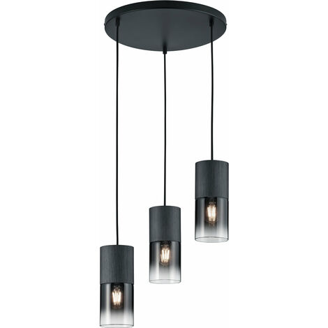 lux.pro Set di 2 Lampade a Sospensione con Paralumi Emisferici 30 cm in Metallo Lampade da Soffitto con Lunghezza Regolabile per Cucina Sala Soggiorno - Nero/Oro