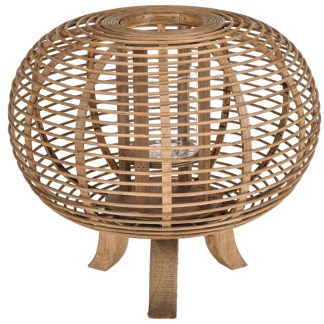 Lanterna Decorativa Rotonda, Decorazione Candela Rustica Luce Del Vento In Metallo O20cm H30cm