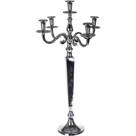 Candelabro A 5 Bracci In Metallo Argentato - 80 Cm, Trasformabile - Foto 10
