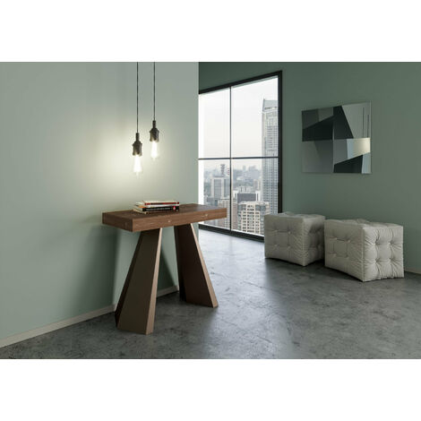 Consolle Allungabile 90-290x40x77 cm piano a Folding Marrone (1/3)