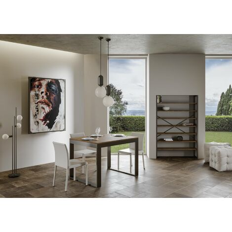 Tavolo allungabile 160x85 cm in legno massello, noce, arte povera - gambe  tornite