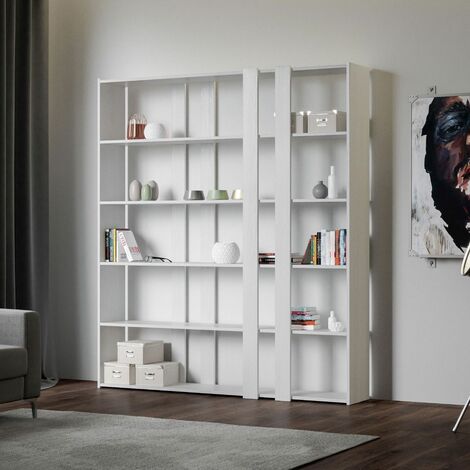 Homcom Libreria Di Design Moderno 4 Ripiani Legno Naturale E Bianco, 60x24x148cm - Foto 5