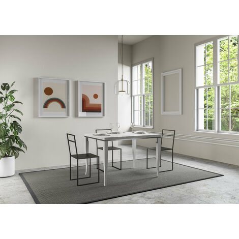 Tavolo multiposizione 77x31 cm allungabile Bianco opaco e rovere Rovere e  Bianco