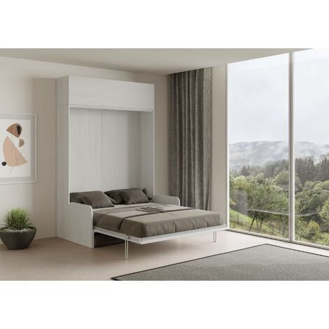 DOLCI SOGNI Mobile Letto A Scomparsa Singolo 80x190, Legno Ciliegio, 100%  Made in Italy, Letto a Scomparsa con Mobile dotato di Rete a Doghe in Legno  e Materasso, Letto Pieghevole Estraibile 