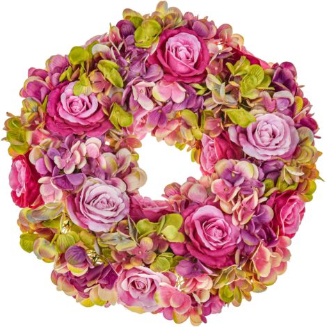 Corona con Fiori di Rose e Ortensie Ø 30 cm