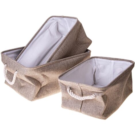 OrganiHaus Set di 4 Cubi Scatole Portaoggetti 33x33, Cestini Portaoggetti in Tessuto con Manici in Corda, Cubi Portaoggetti Pieghevoli per Libreria Kallax, Cestino per la Cameretta. Grigio/Bianco