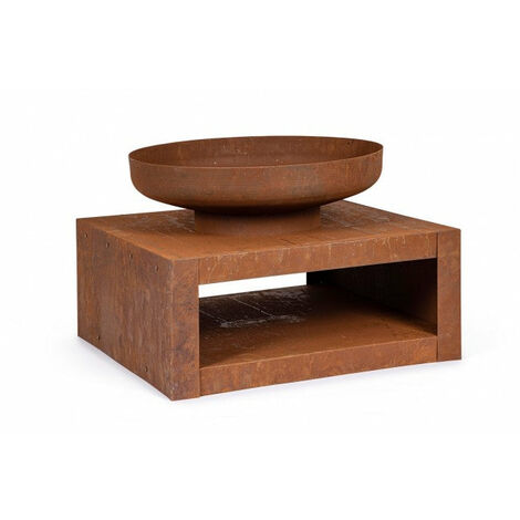 Braciere da Giardino 70x70x38h cm con Portalegna Efesto Ruggine