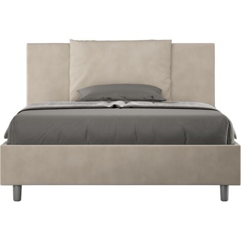 Letto Matrimoniale Francese 140x210 cm con Rete e Contenitore Antea Sabbia (1/5)
