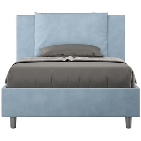 Letto 1 Piazza e Mezzo 120x200 cm con Rete e Contenitore Antea Azzurro (1/5)