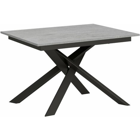 Tavolo Allungabile 120-180x90x74 cm Ganty piano Bianco Spatolato bordo in tinta