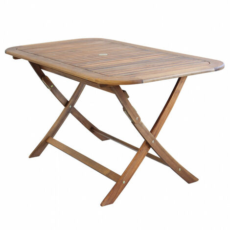 Tavolo Pieghevole 150x80x74 h cm in Legno di Acacia Marrone (1/5)