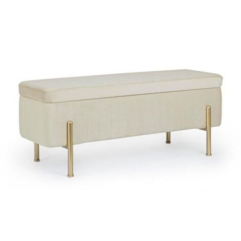 Panca Fondo Letto 2 Posti 110x42x42 cm con Vano Contenitore Irina Naturale