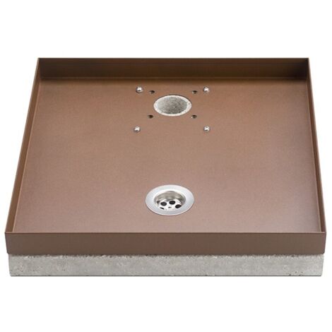 Base Portaciottolo per Fontane 40x40x8 cm in Metallo con Base in Cemento Belfer 42/BSE/10 Arancione